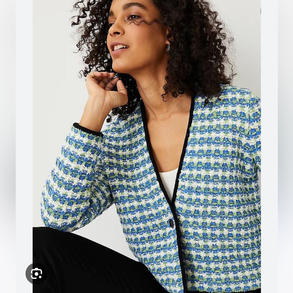 ANN TAYLOR Tweedy Sweater Jacket Size L